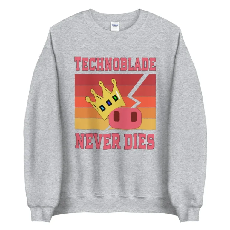 Technoblade never dies Grey Sweatshirt Retro style